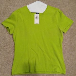 Lime green short sleeve knit top, small, nwt